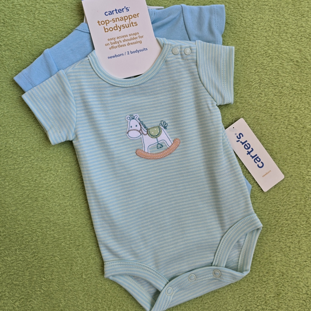 NWT  9-12M  2PK BODYSUITS Carter's ROCKINGHORSE & I Love Grandma Set (Q5)